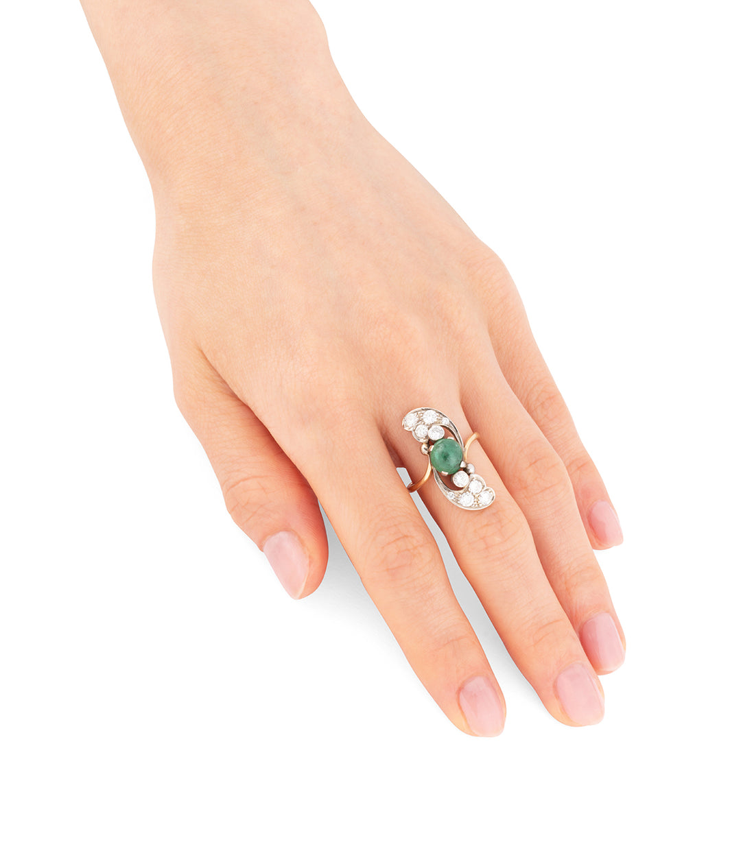 Bague marquise vintage en émeraude