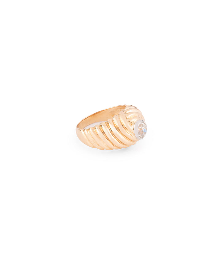 Bague retro godrons en or et diamant "Rupak" - Caillou Paris