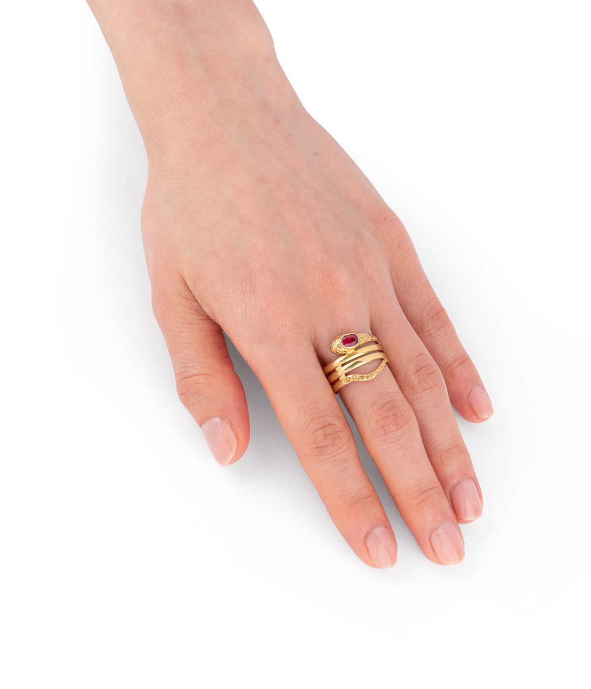 Bague serpent ancienne en grenat "Taupo" - Caillou Paris