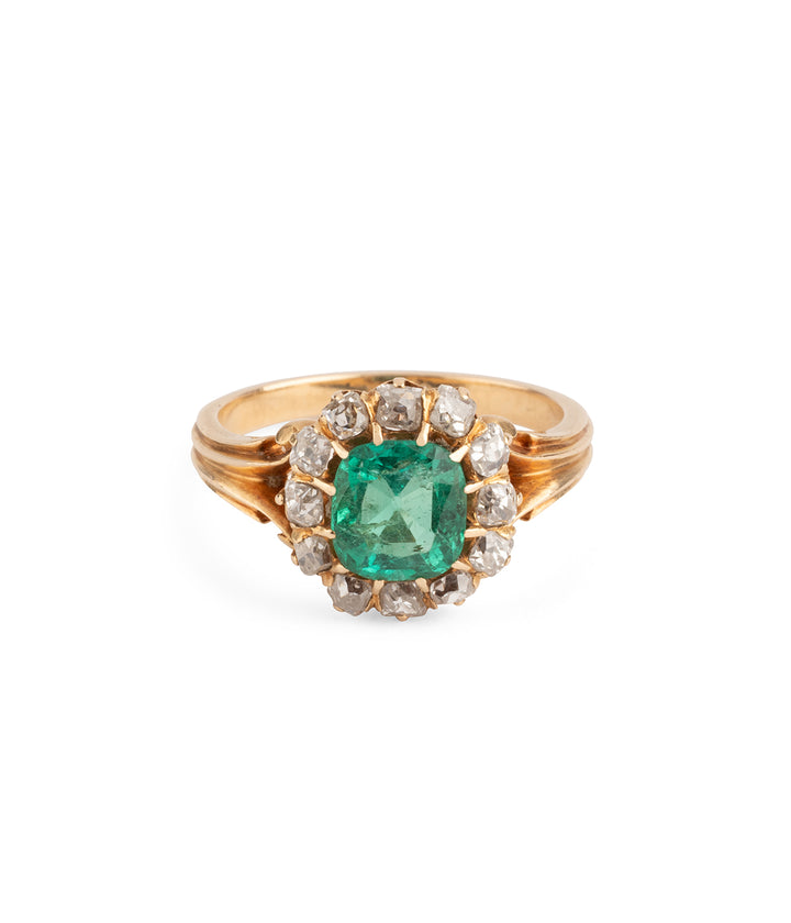 Bague-vintage-diamants-emeraude-or-18k-Bich-Caillou-Paris