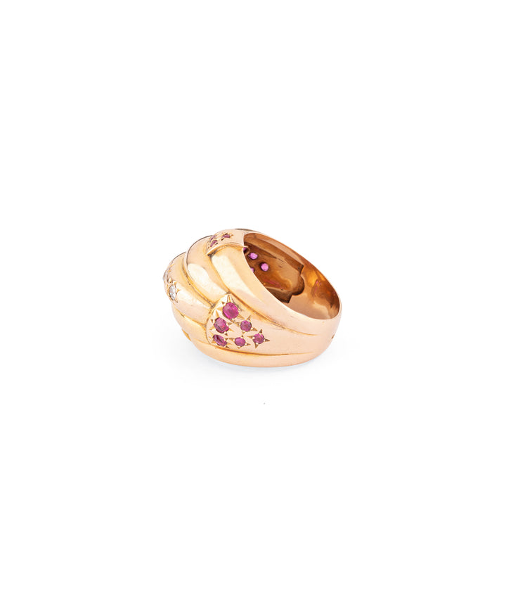 Bague vintage en or, rubis et diamants "Zeia" - Caillou Paris