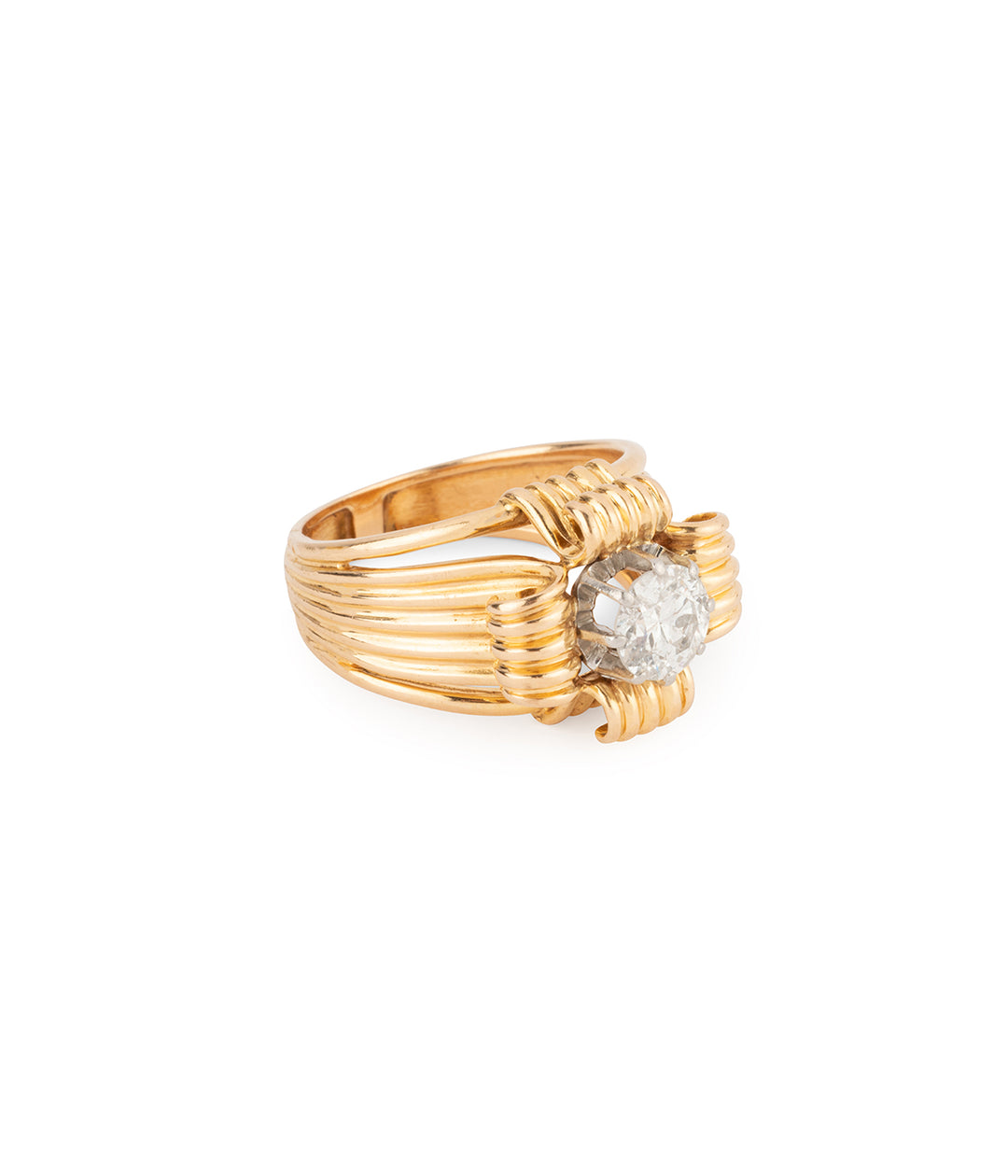 Bague-vintage-trefle-or-diamant-Apala-Caillou-Paris