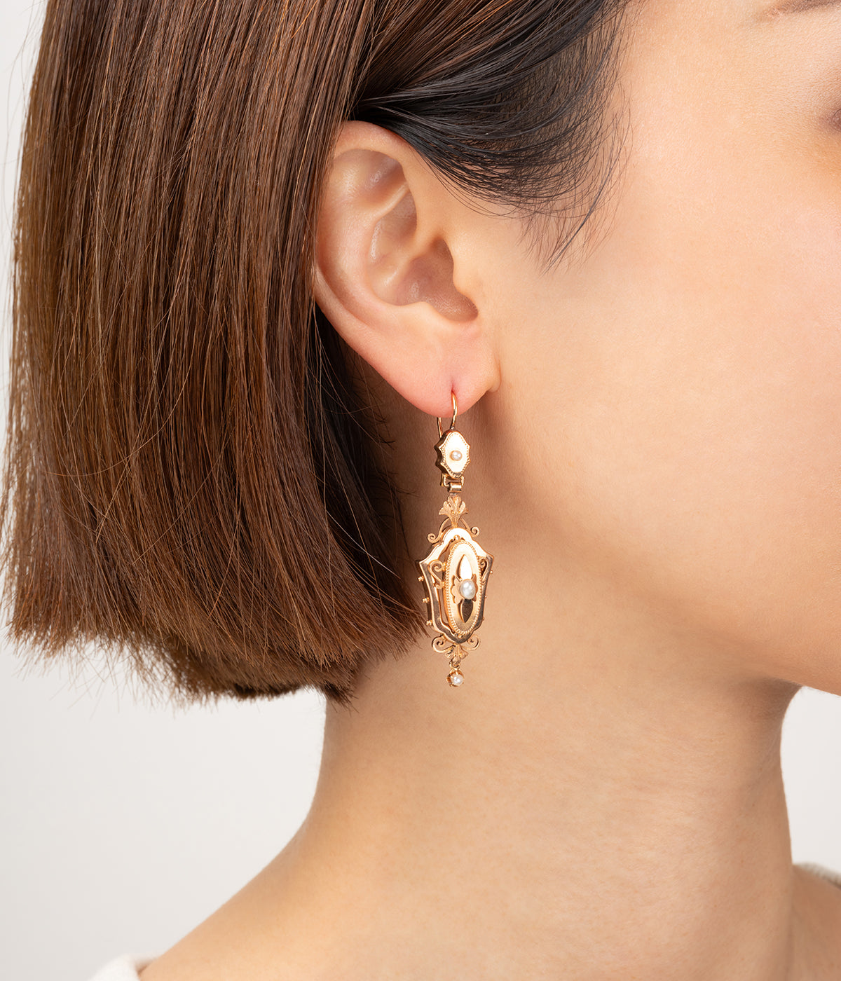 Boucles d'oreilles Napoléon III en or et perles "Ebba" - Caillou Paris 