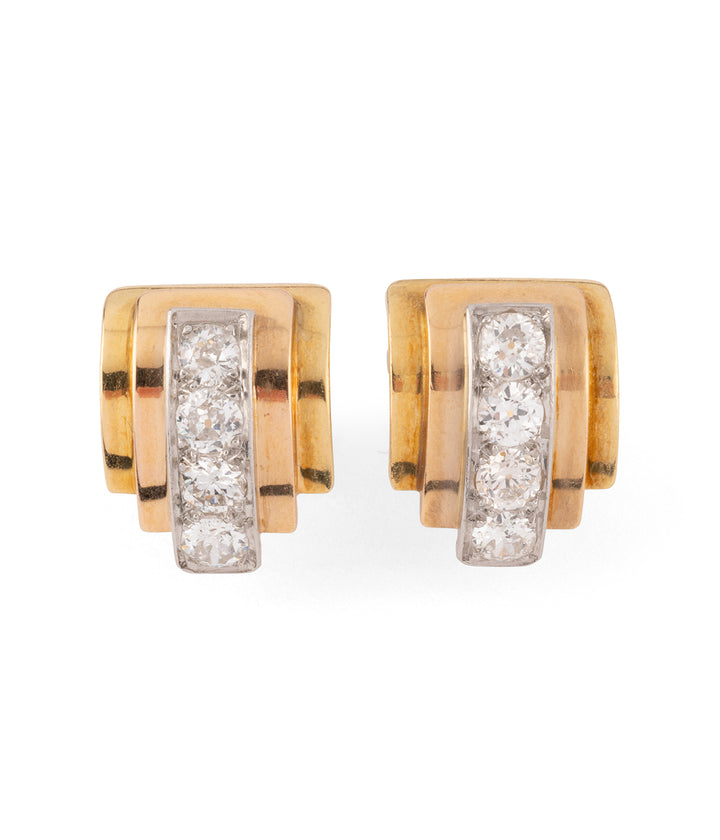 Boucles d'oreilles rétro en or et diamants "Garima"