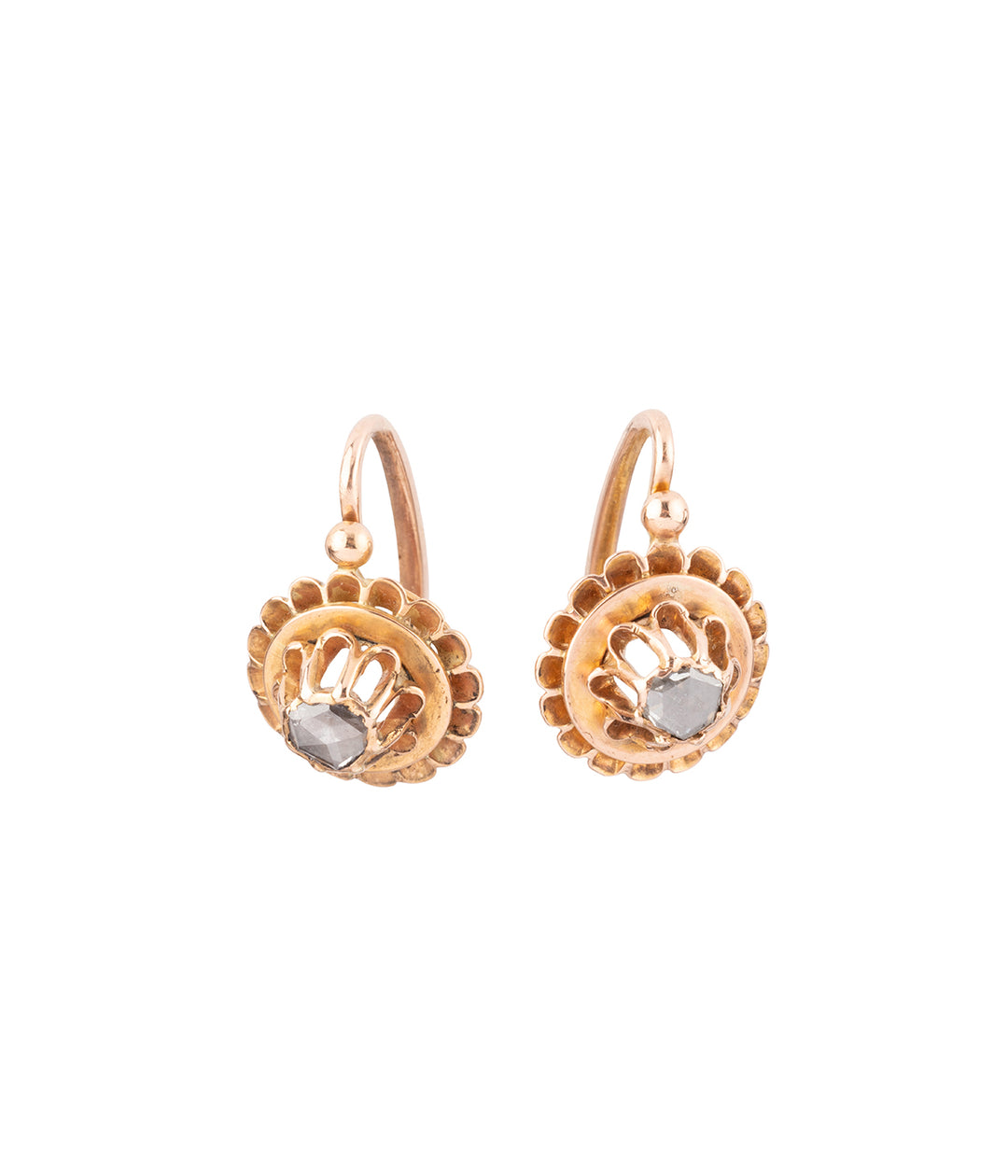 Boucles d'oreilles anciennes en or et diamants "Maxine" - Caillou Paris