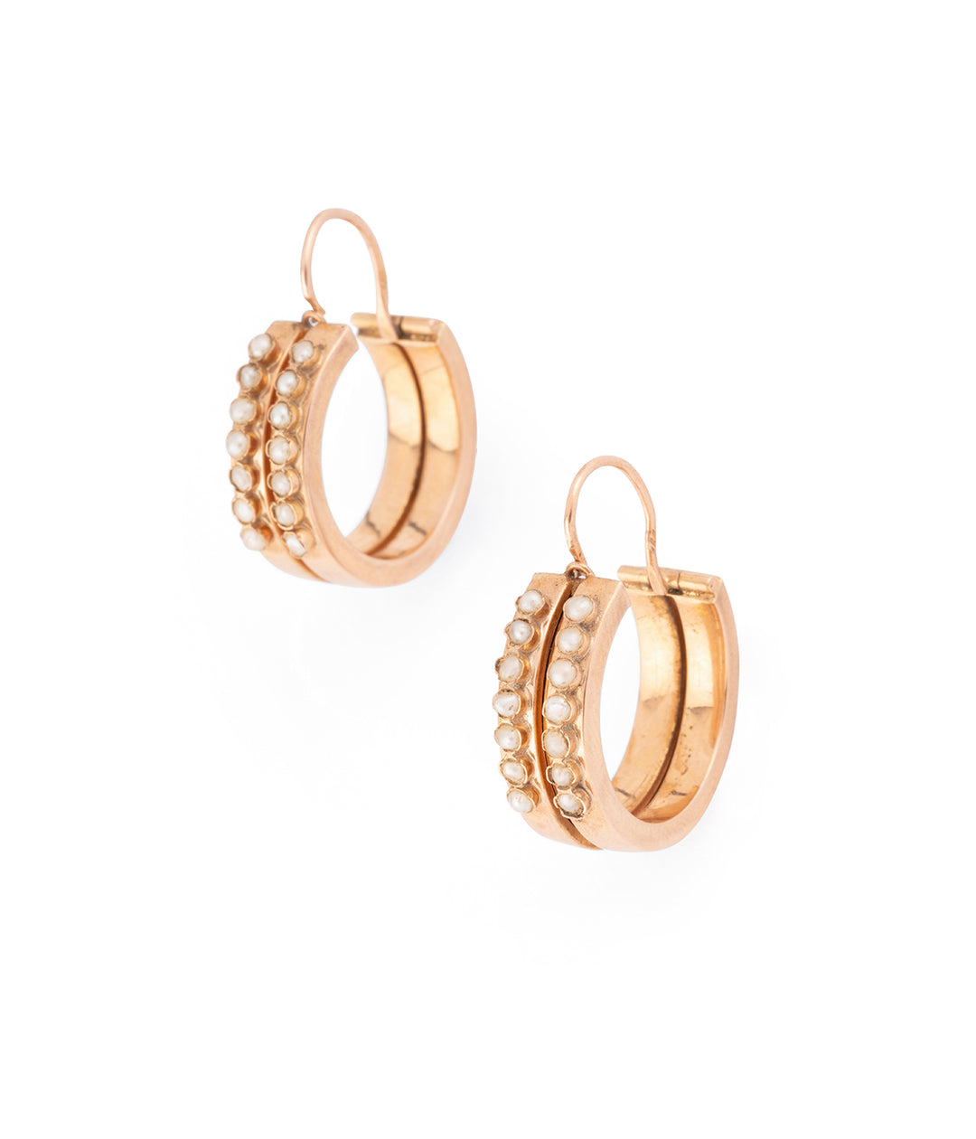 Boucles d'oreilles anciennes en or rose et perles "Norma" - Caillou Paris