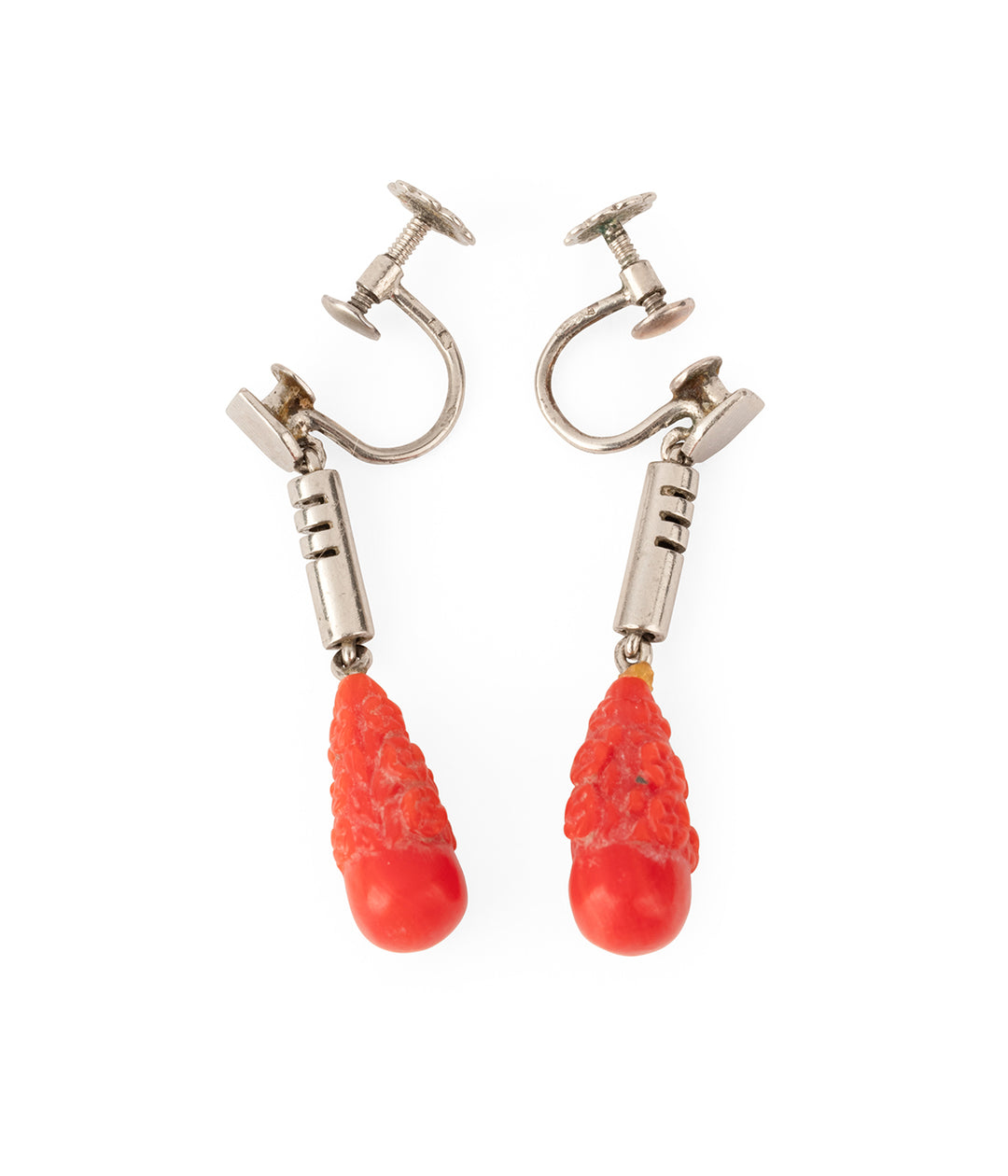 Boucles-oreilles-anciens-argent-corail-Cyrice-Caillou-Paris