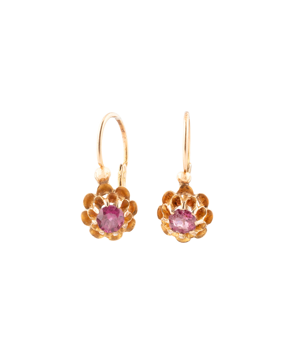 Boucles-oreilles-dormeuses-anciennes-or-pierres-rouges-Riona-Caillou-Paris
