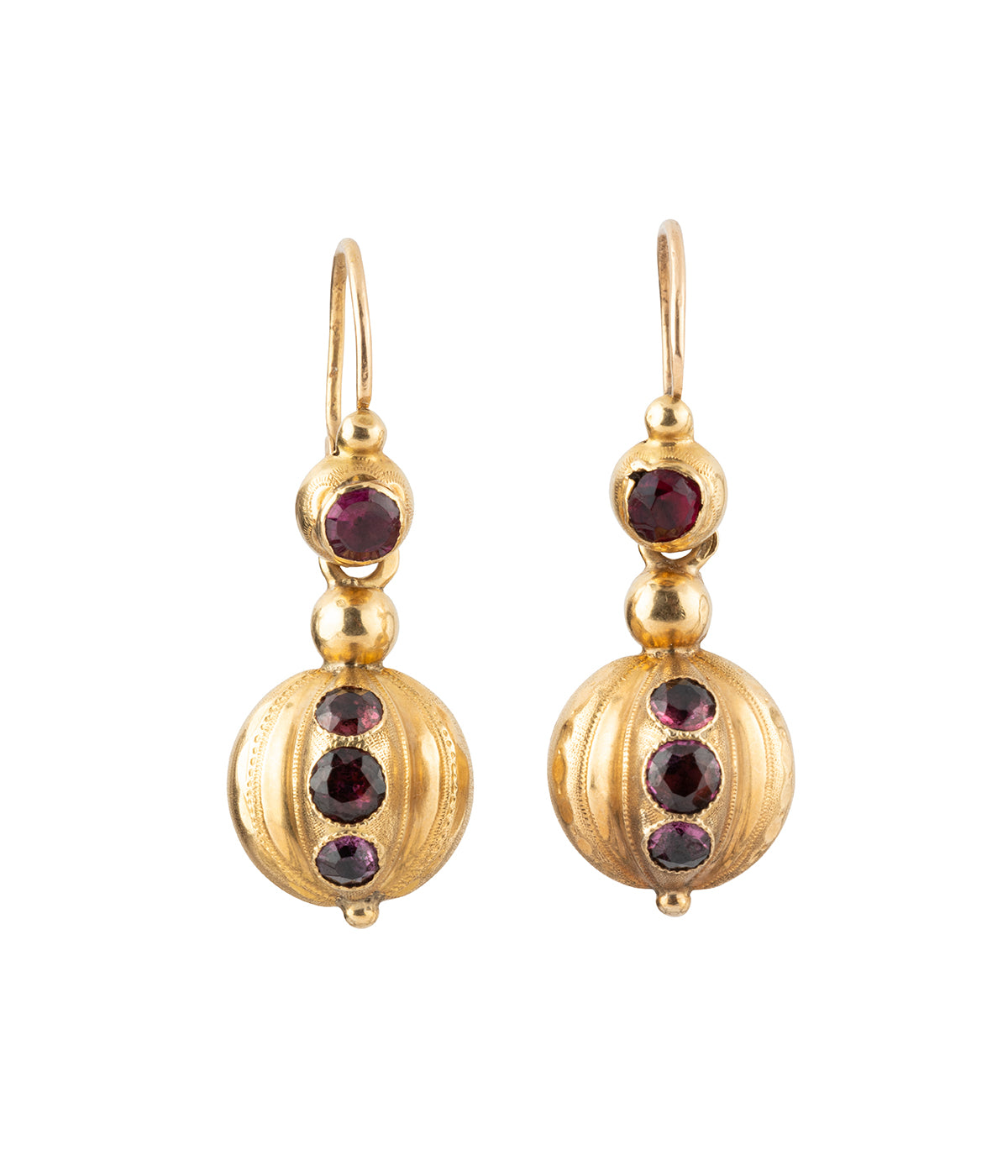 Boucles d'oreilles Napoleon III en or et grenat Domna - Caillou Paris