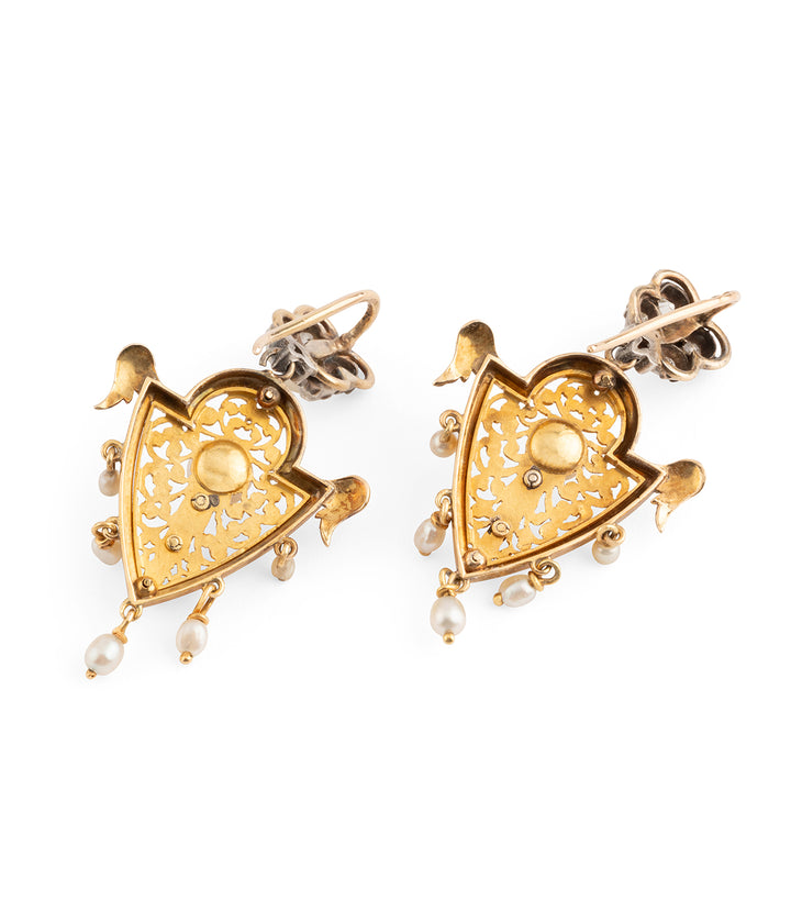 Boucles-oreilles-vintage-or-18k-perle-diamants-Chapala-Caillou-Paris
