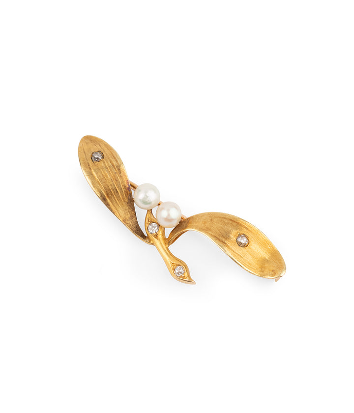 Broche-Art-nouveau-or-18k-perle-diamant-Erno