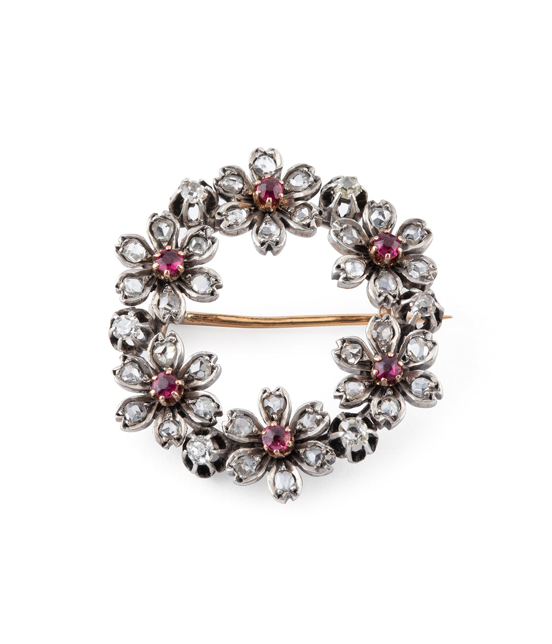 Broche-ancienne-couronne-fleurs-diamants-rubis-Kito-Caillou-Paris