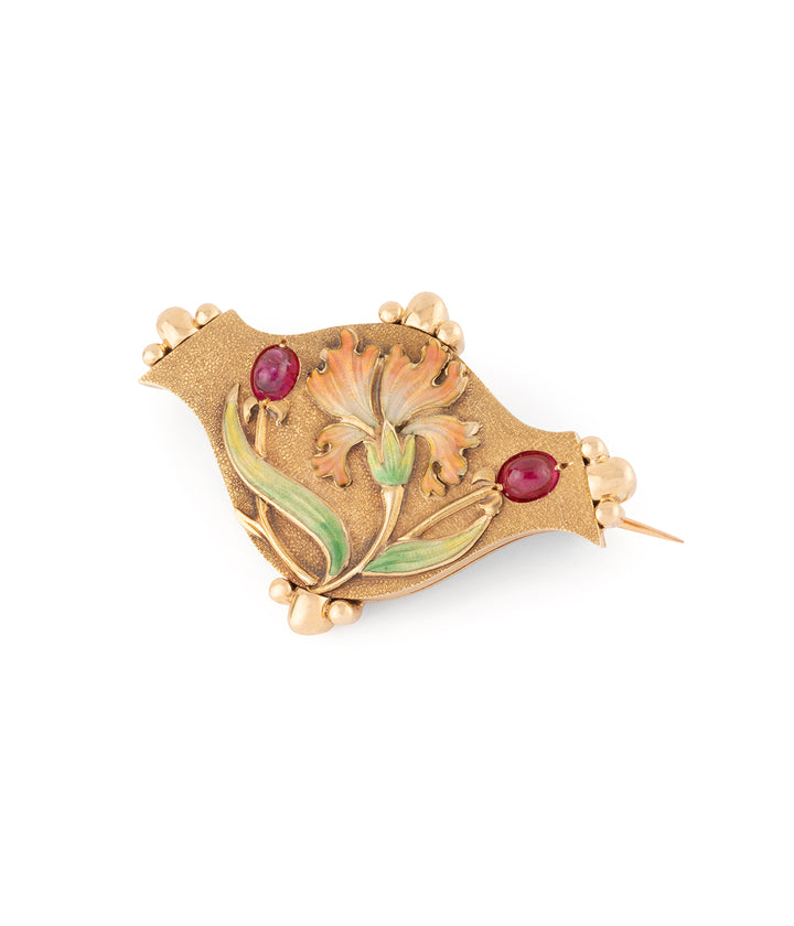 Broche-ancienne-fleur-rubis-Orina-Caillou-Paris