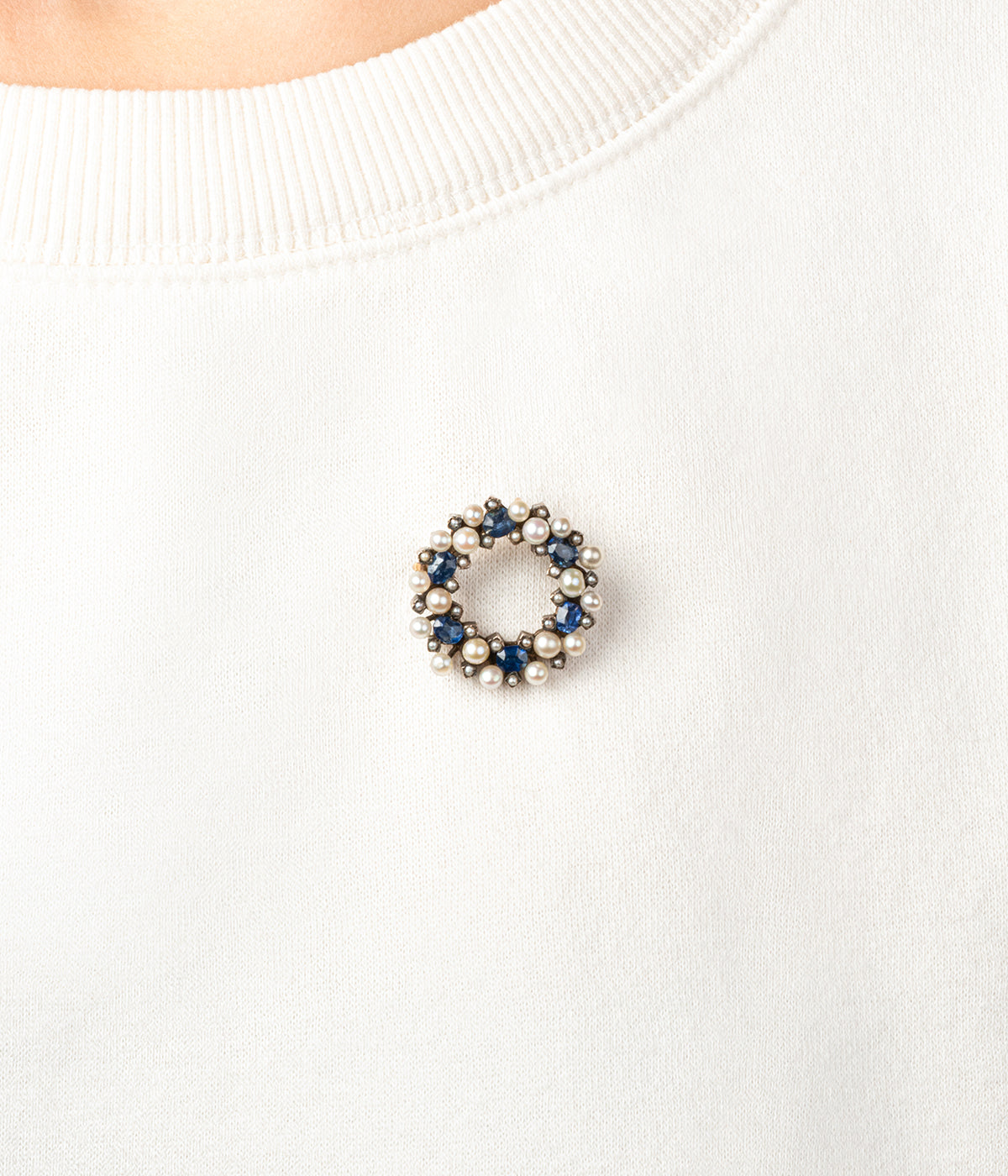 Broche-ancienne-saphirs-perles-Joska