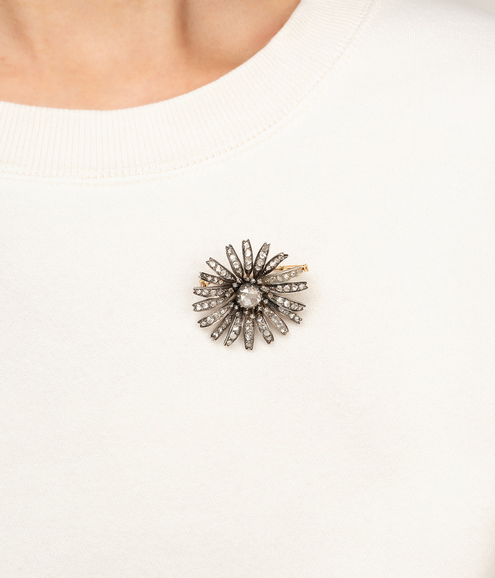 Broche-fleur-fin-19eme-siecle-diamants-taille-rose-Conny-Caillou-Paris