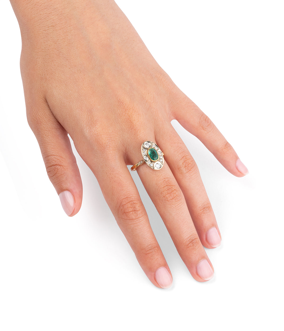 Caillou Paris - Bague vintage émeraude “Garen” porter