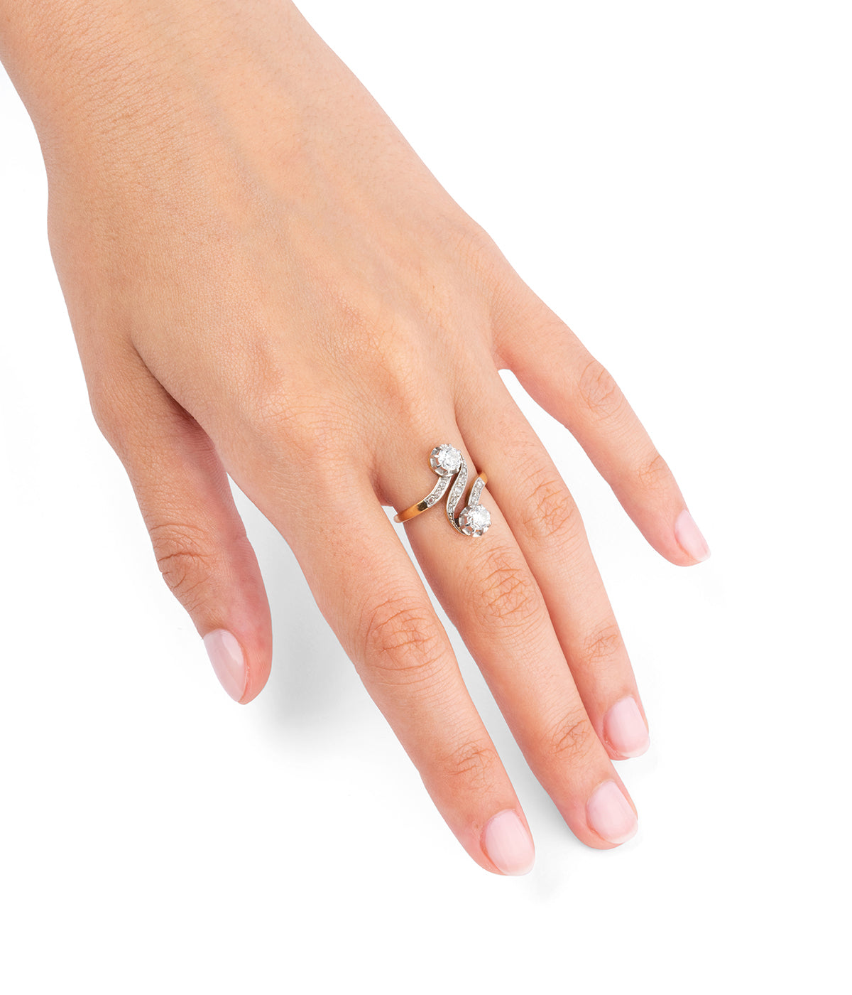 Caillou Paris - Bague Toi et Moi diamants "Uranie" porter