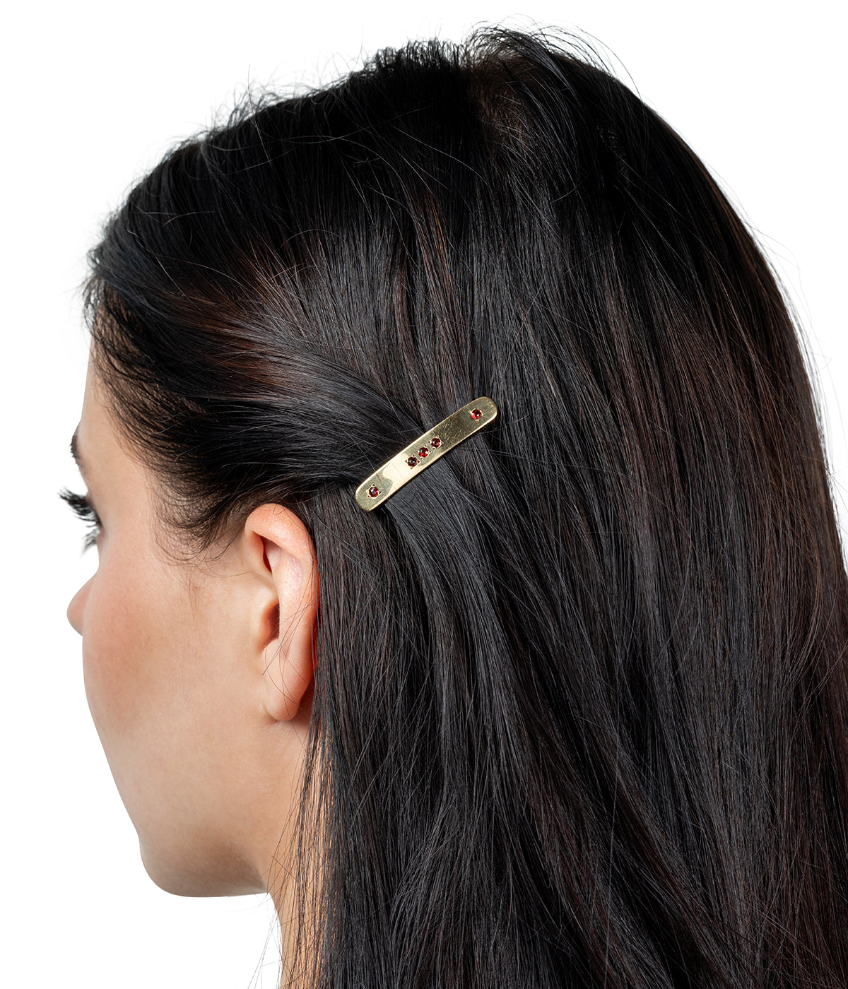 Barrette ancienne grenat "Ozan" porter