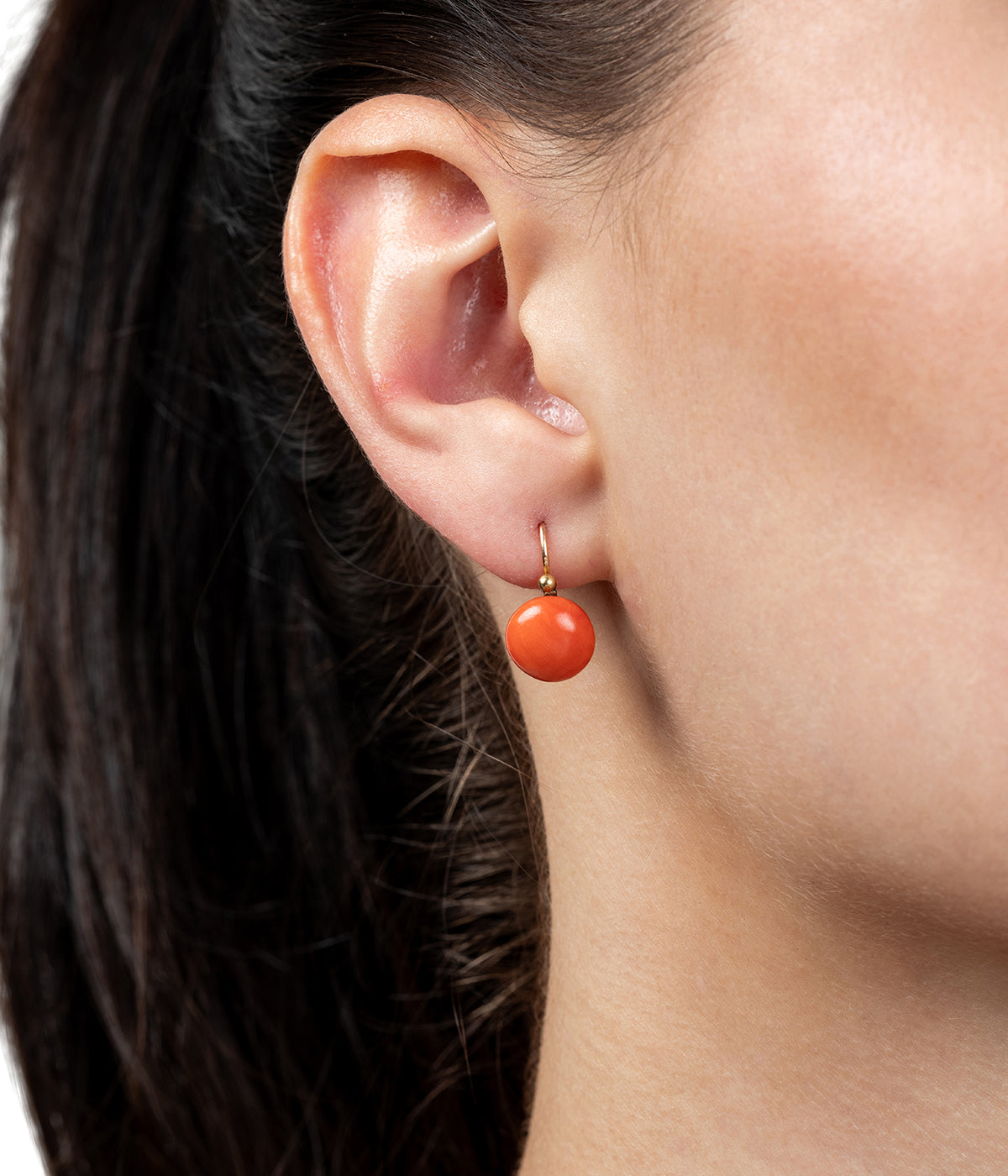 Dormeuses anciennes en corail "Falia" porter