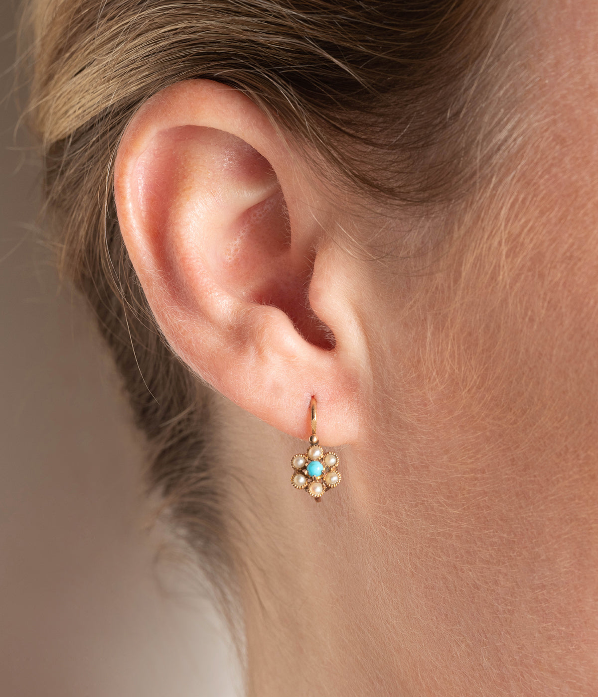 Caillou Paris - Dormeuses anciennes turquoise Cyn porter