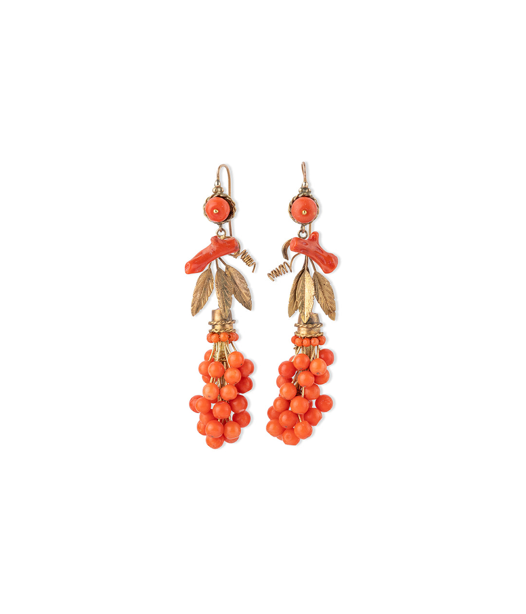 Caillou Paris - Grands pendants d’oreilles anciens corail “Wafa”