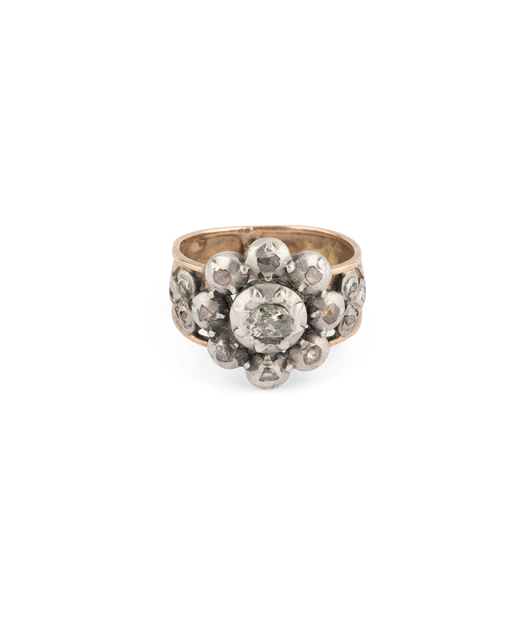 Bague ancienne florale diamants Cleary Caillou Paris