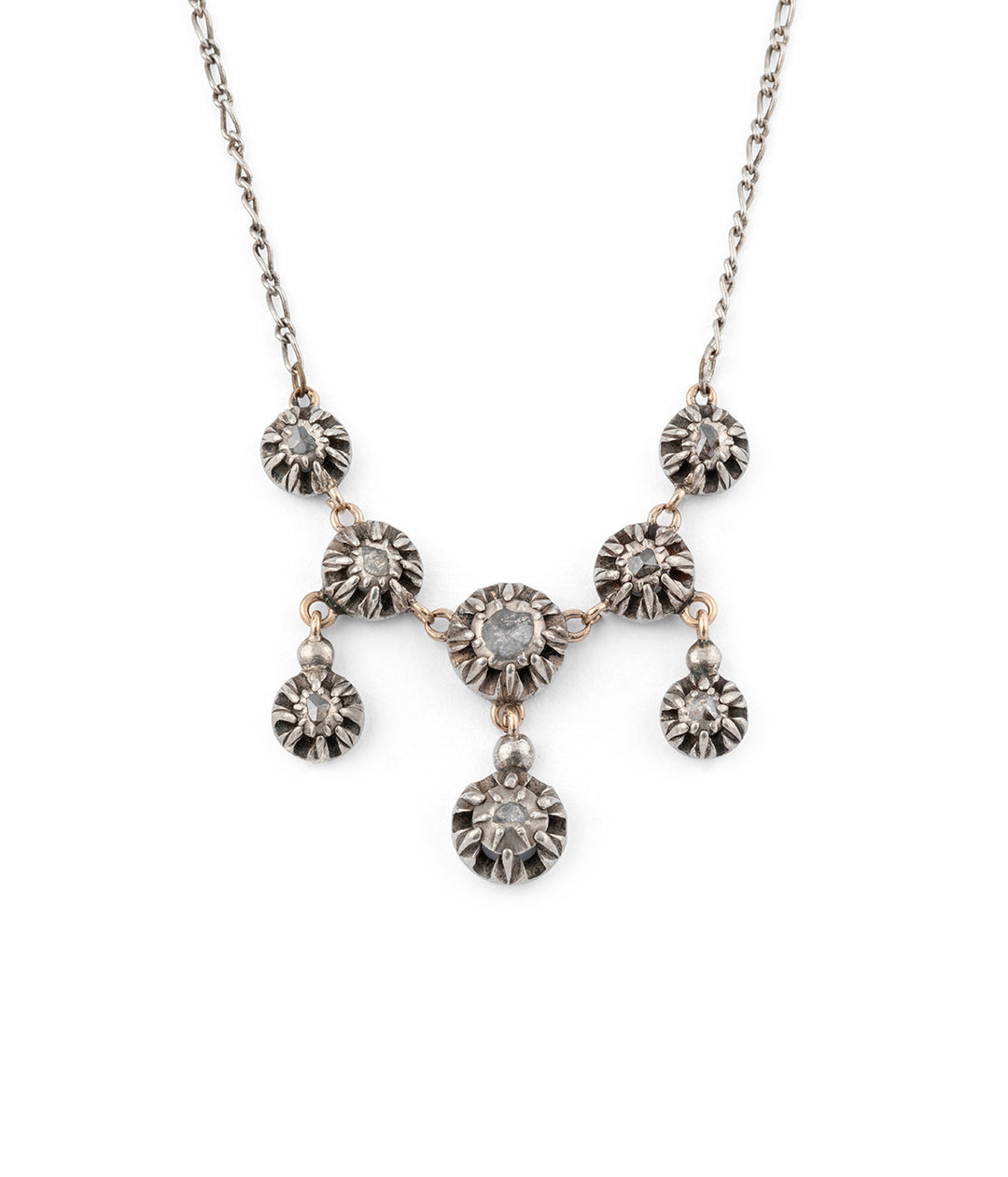 Collier ancien bijou vintage couleur argent solitaire cristal diamant 4959 Collier ancien bijou vintage couleur argent solitaire cristal diamant 4959