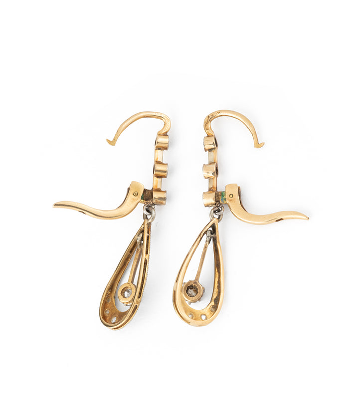Edwardian gold diamond earrings Fiena - Caillou Paris