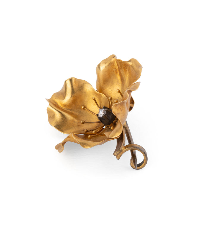 Edwardian gold diamond flower brooch "Corina" - Caillou Paris