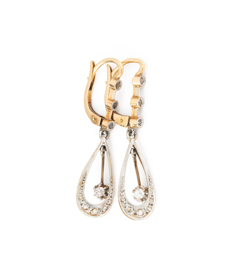 French antique gold diamond earrings Fiena - Caillou Paris