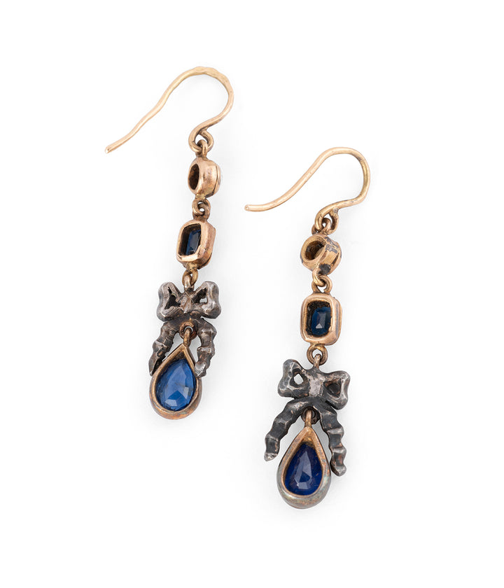 Georgian earrings sapphires diamonds "Lilian" - Caillou Paris