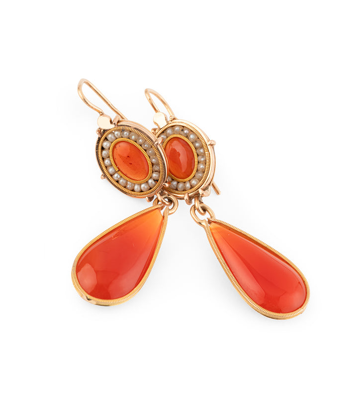 Georgian-gold-earrings-pearls-carnelian-Gengou-Caillou-Paris