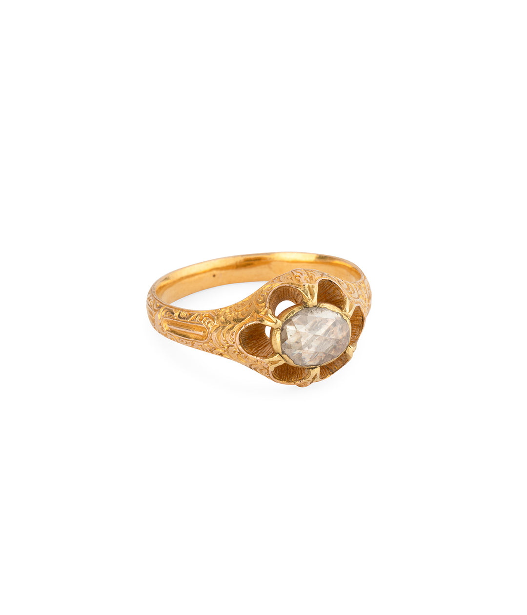 Georgian-ring-rosecut-diamond-18k-gold-Como-Caillou-Paris