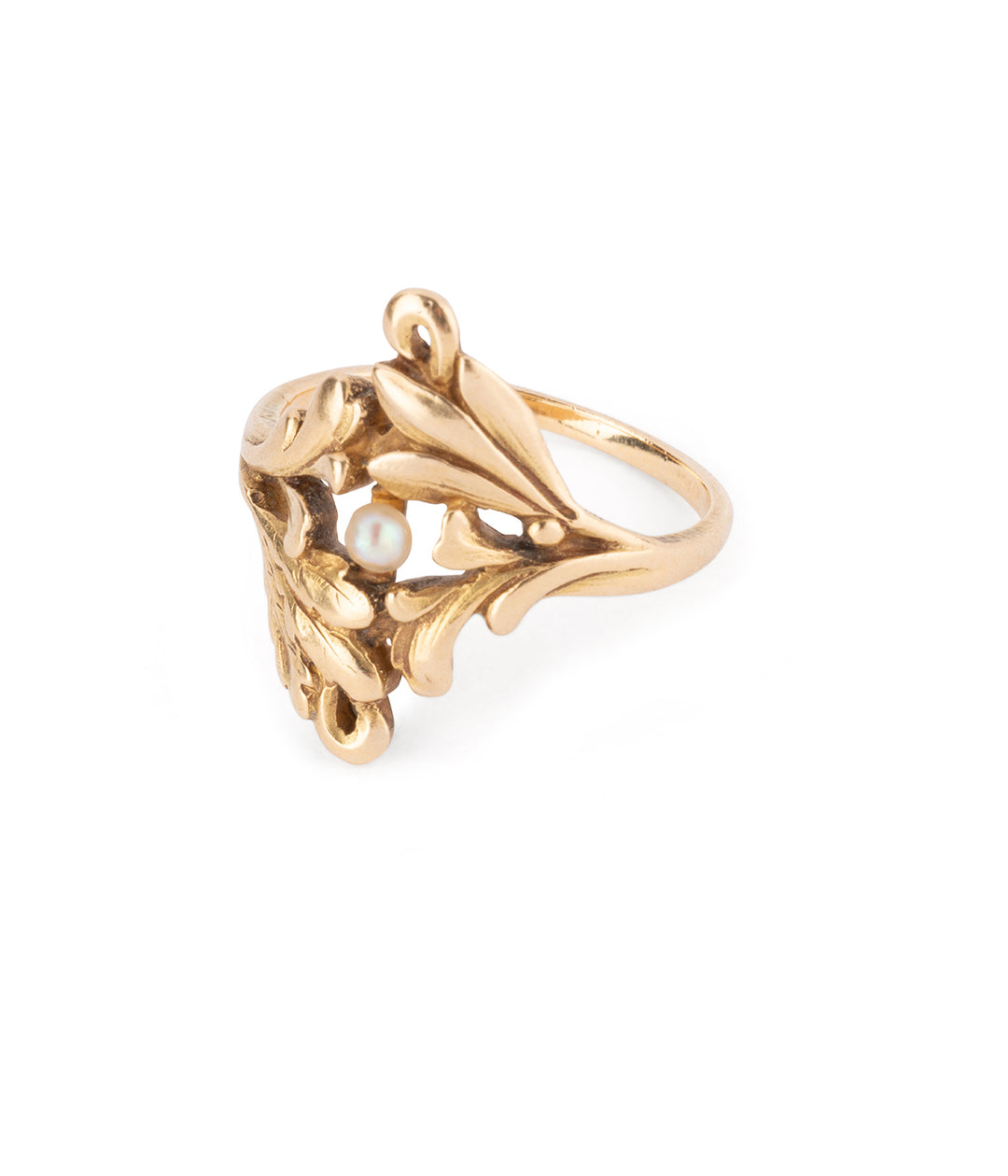 Gold pearl Art nouveau ring "Heia" - Caillou Paris