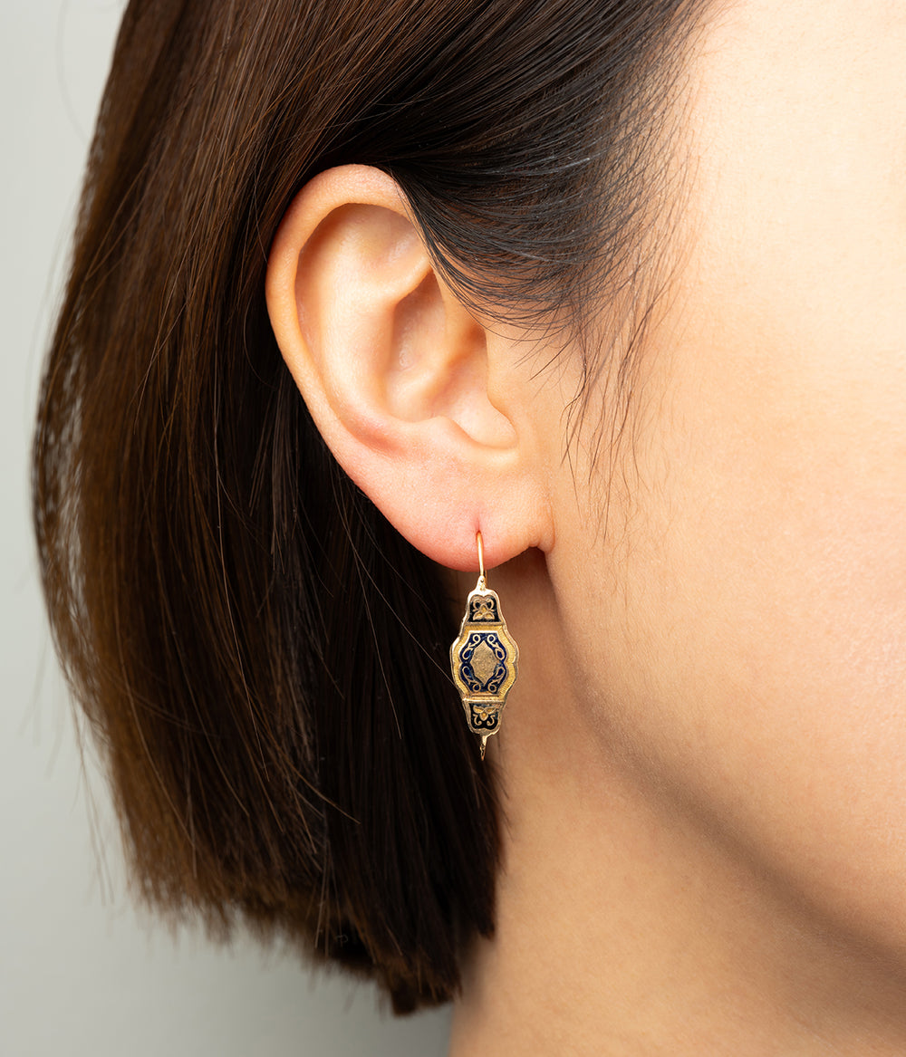 Large antique enamel earrings Amri - Caillou Paris