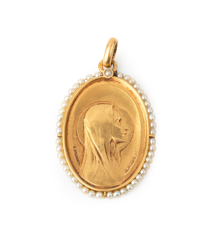 Medaille-Art-nouveau-Vierge-or-18-carats-Kristos