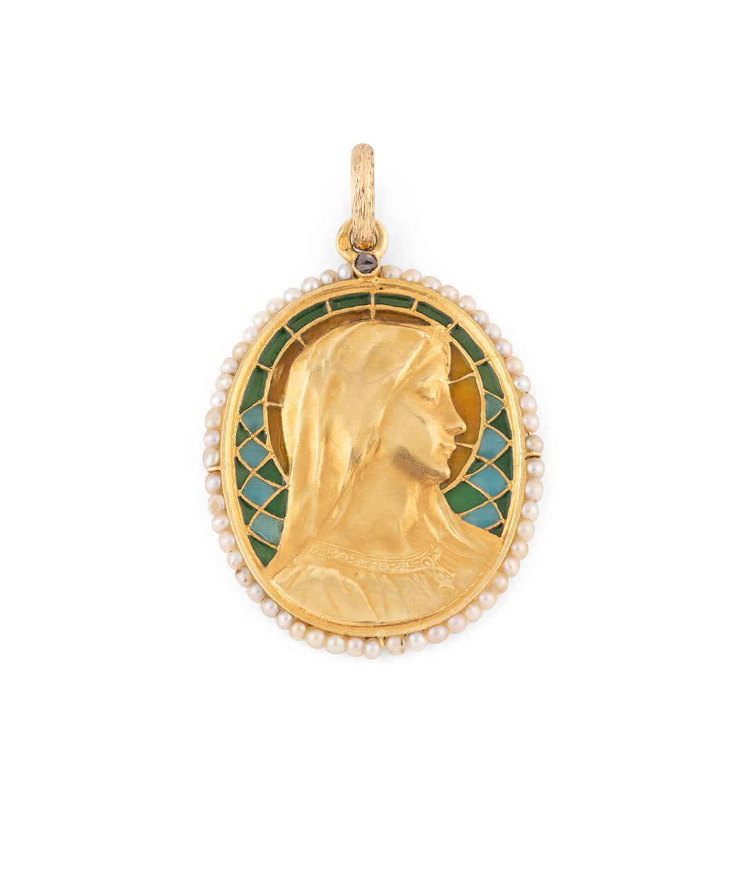 Medaille-Art-nouveau-or-email-plique-a-jour-Gueltas-Caillou-Paris