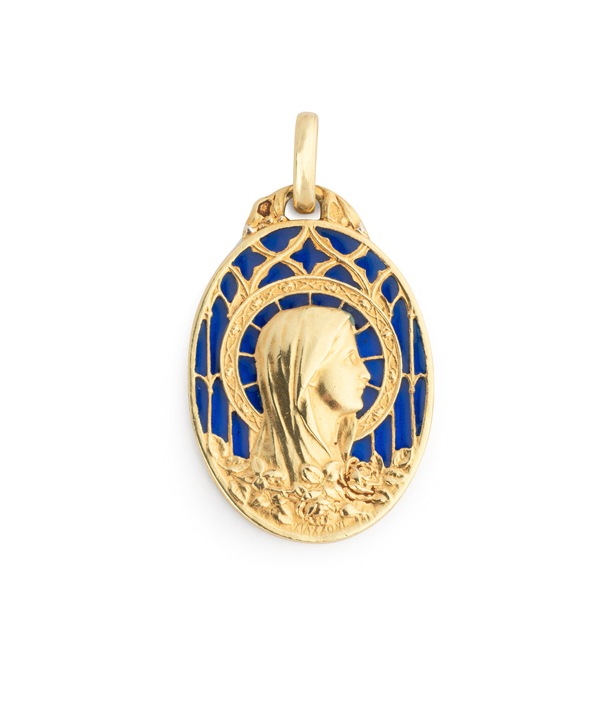 Medaille-Art-nouveau-or-email-plique-a-jour-Samar-Caillou-Paris
