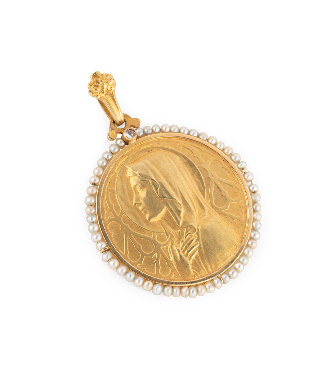 Medaille-ancien-or-perles-Jouli-Caillou-Paris