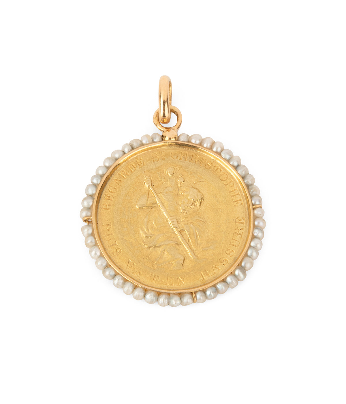 Medaille-ancienne-Saint-Christophe-or-18k-Caillou-Paris