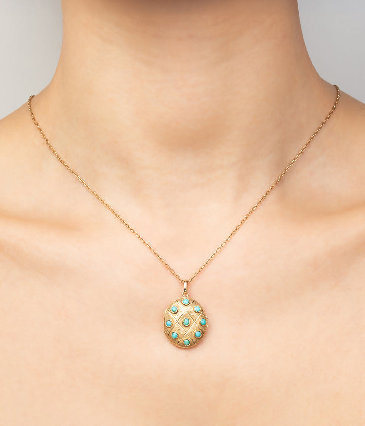 Medaillon-vintage-turquoise-or-18k-Caio-Caillou-Paris