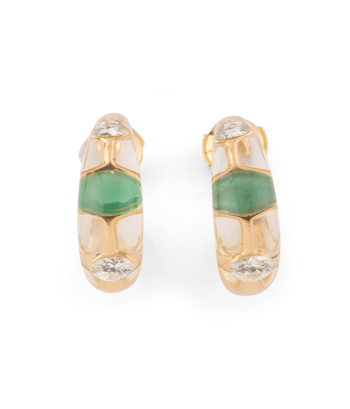 Morabito créoles vintage émeraudes et diamants - Caillou Paris