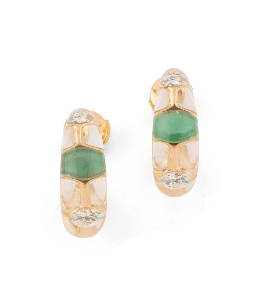 Morabito vintage hoop earrings diamonds and emeralds - Caillou Paris