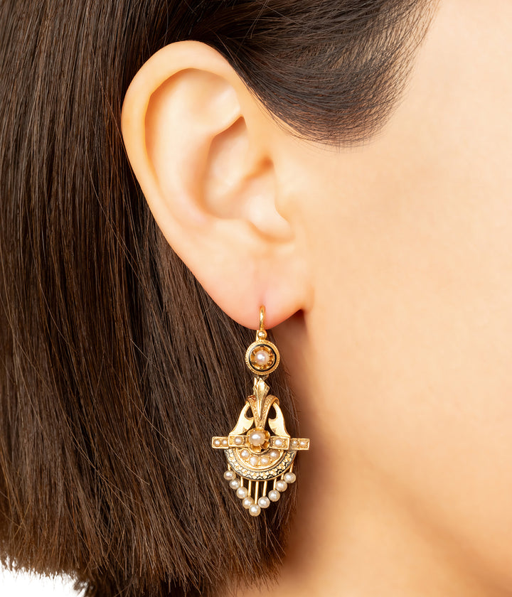 Pendants-oreilles-Napoleon-III-or-perles-Kacim-Caillou-Paris