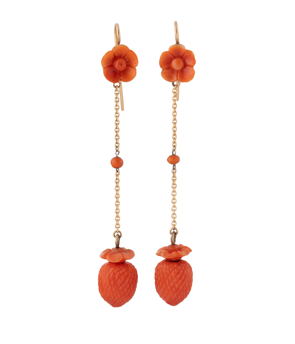 Pendants d'oreilles Napoléon III en corail "Jaak" - Caillou Paris 