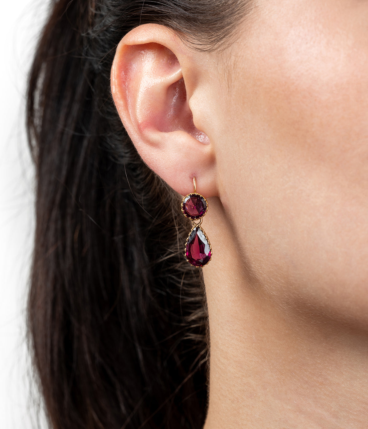 Pendants d'oreilles anciens en améthyste "Jock" porter - Caillou Paris