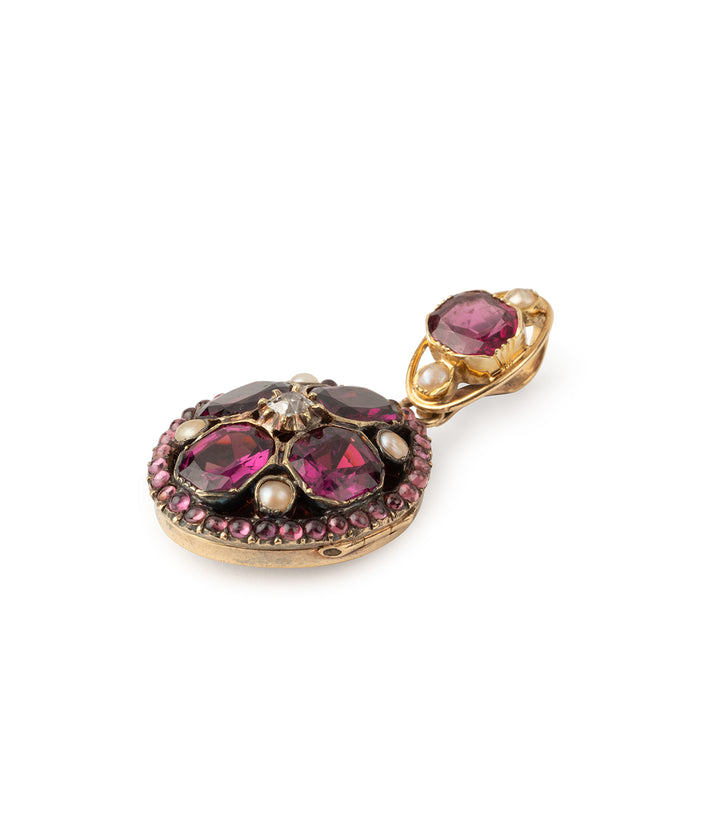 Pendentif-porte-photo-ancien-or-grenats-Zada