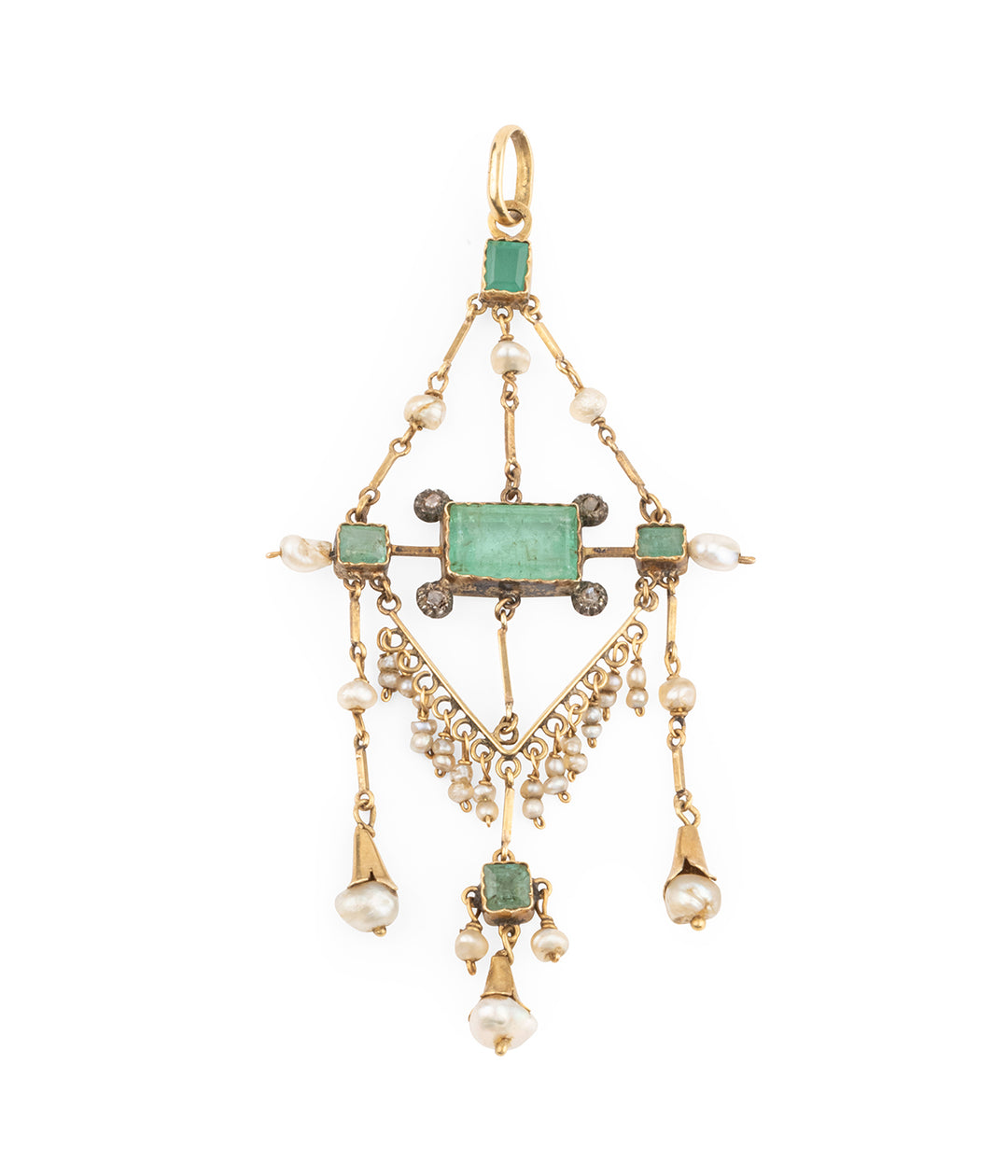 Pendentif-vintage-emeraudes-perles-Wennie-Caillou-Paris