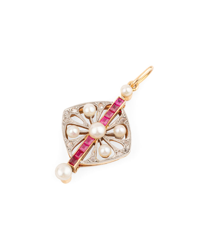 Pendentif-vintage-or-18k-diamant-rubis-Mina