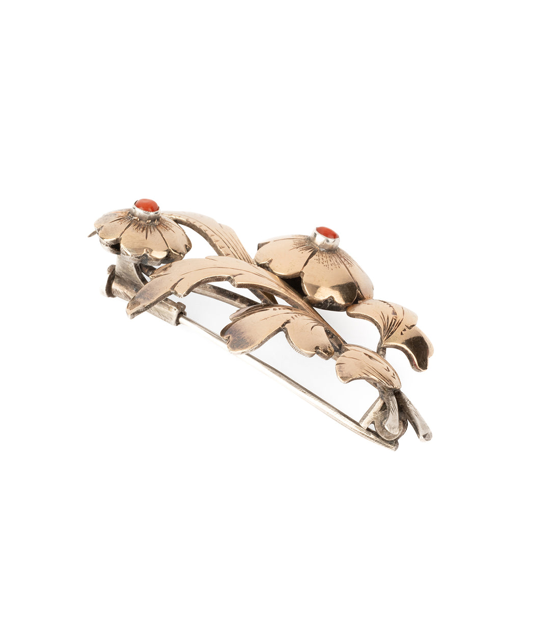 Retro-coral-brooch-silver-Albia
